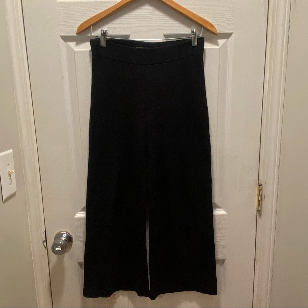 Abercrombie and Fitch women black wide leg knit textured lounge pants